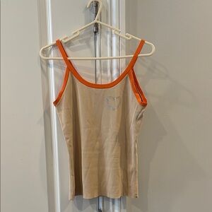 Chic Beige Tank Top with Orange Accents